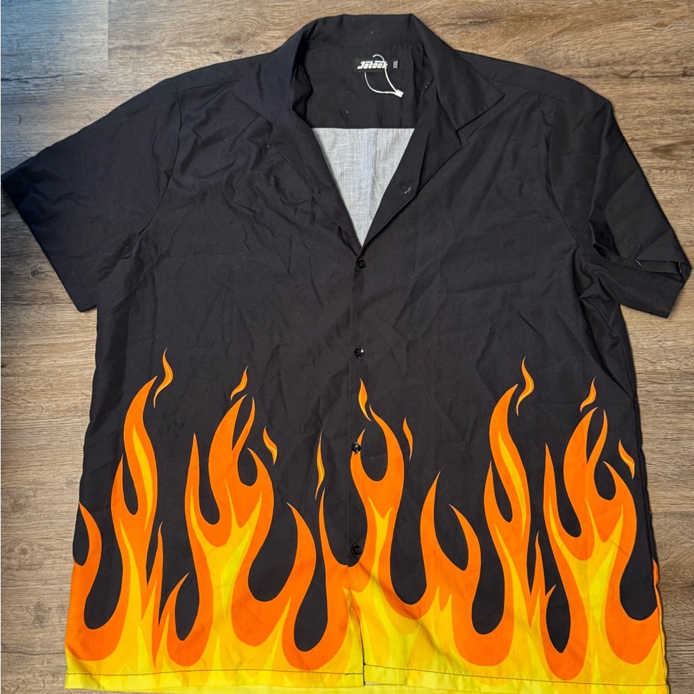 Black and Orange Flame Men's Shirt